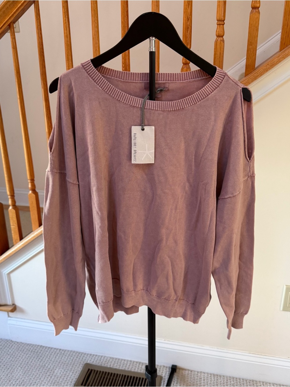 Barefoot Dreams Dusty Rose Crewneck Sweatshirt - Picture 3 of 8